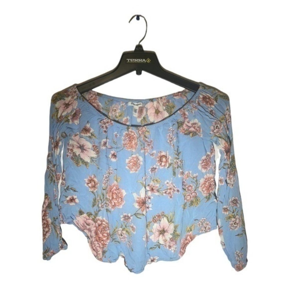 Billabong Womens Blue Floral lightweight Crop Top Size Small
